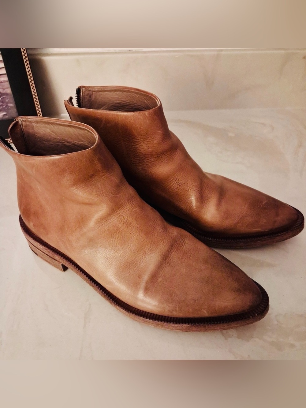 Marséll NOCE Pointed Almond Toe Leather Ankle Boots